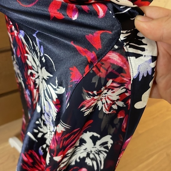 Oscar De La Renta 💎Pink Label Slip Navy Floral Long Dress - Picture 6 of 12